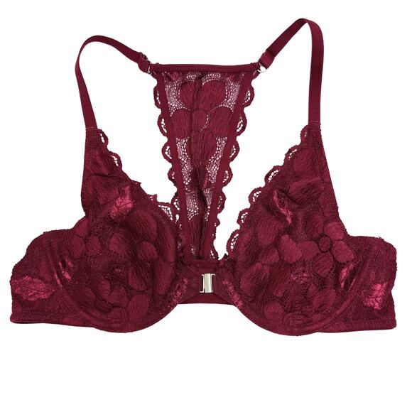 Aerie Happy Lace Floral Racerback Underwire Bralette Red Size 34A Intimates Bra - Picture 1 of 11